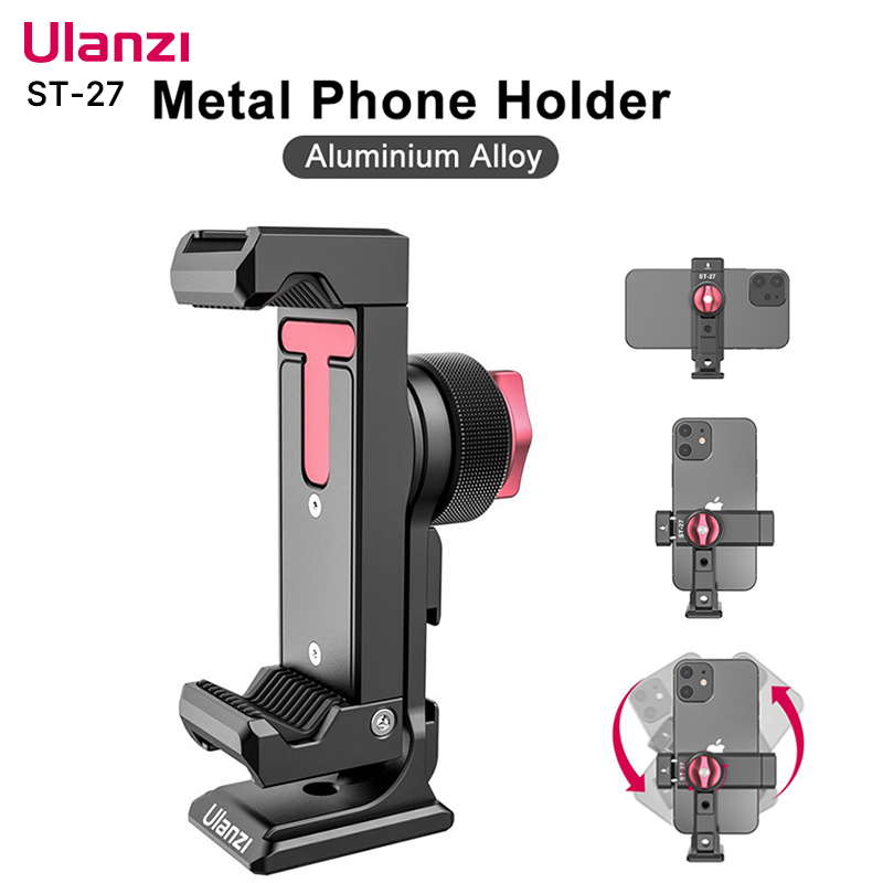 Microphone Shock Mount Universal - Ulanzi ST-27 Phone Holder Metal Clamp