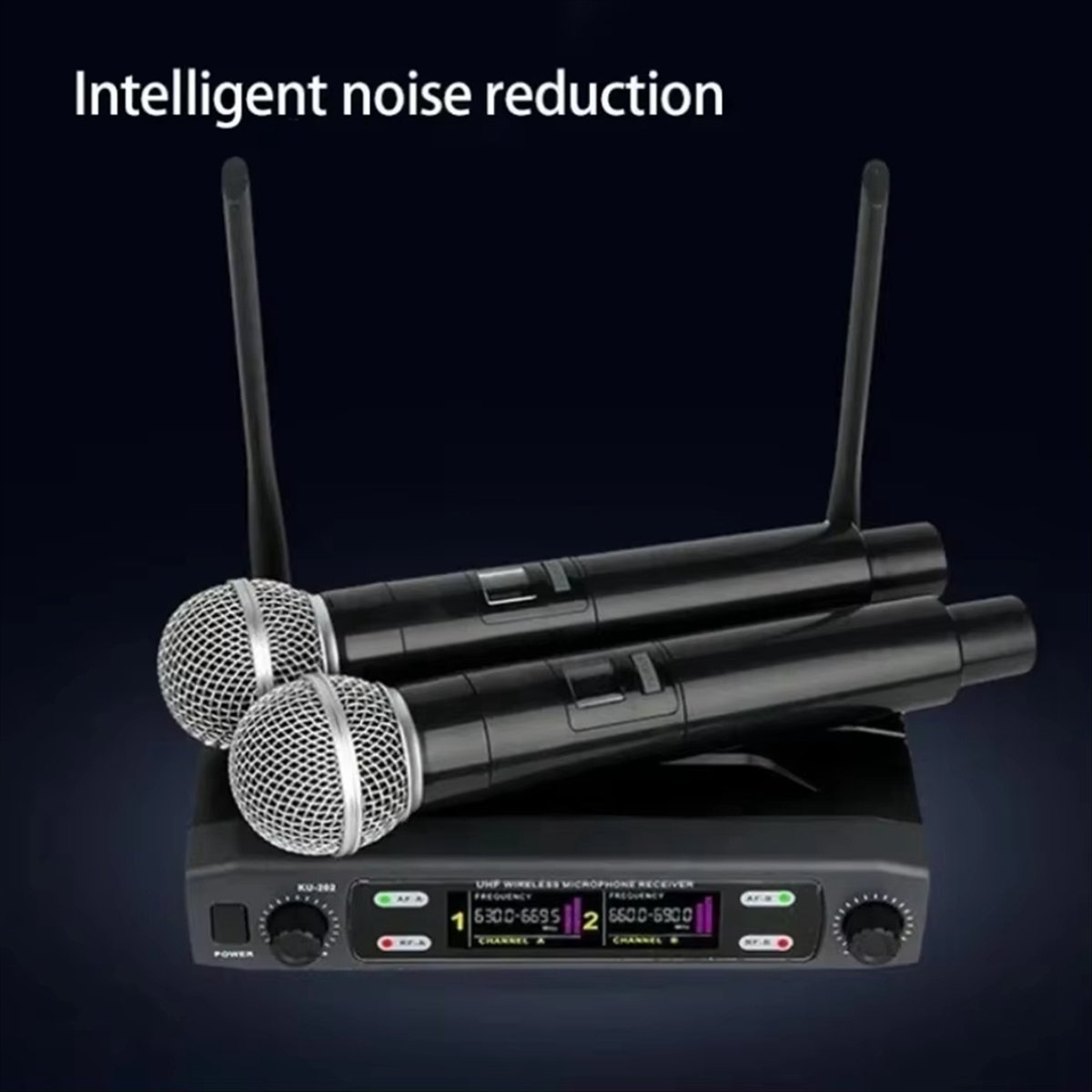 Uhf Wireless Microphone System Dual Channel - T1584C-Dual Channel Professional Wireless Microphone System