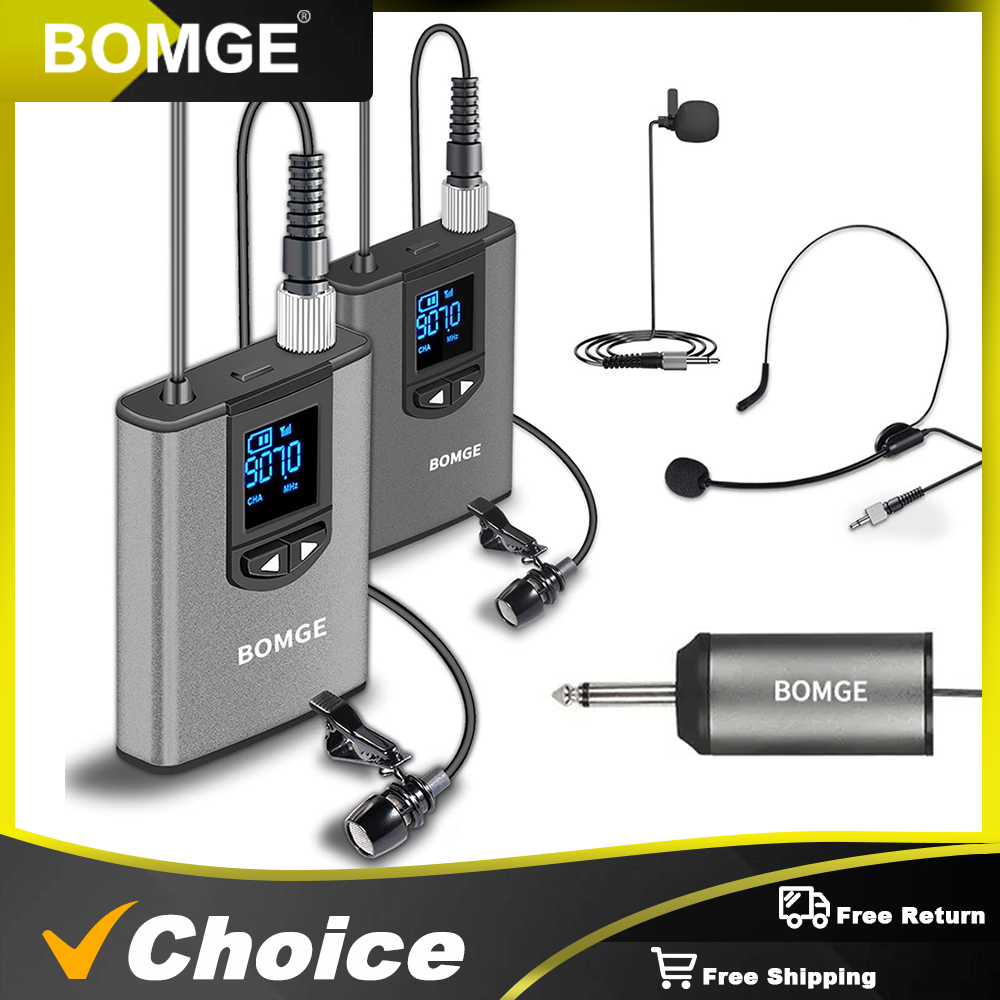 BOMGE Dual Wireless Microphone - огляд і ціна Wireless Lavalier Microphone Dual Receiver