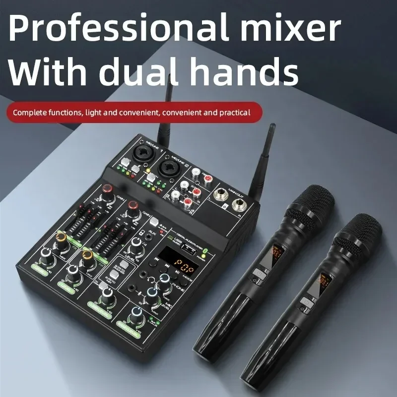 4 Channel Audio Mixer Console  - огляд і ціна Bluetooth Karaoke Microphone Handheld