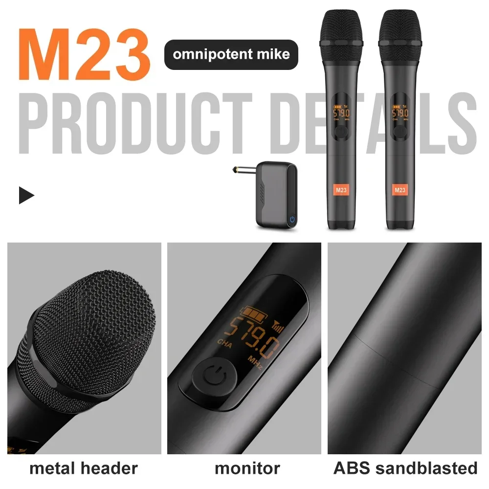 UHF Wireless Microphone M23 2  - огляд і ціна Rechargeable Wireless Mic Lithium Battery