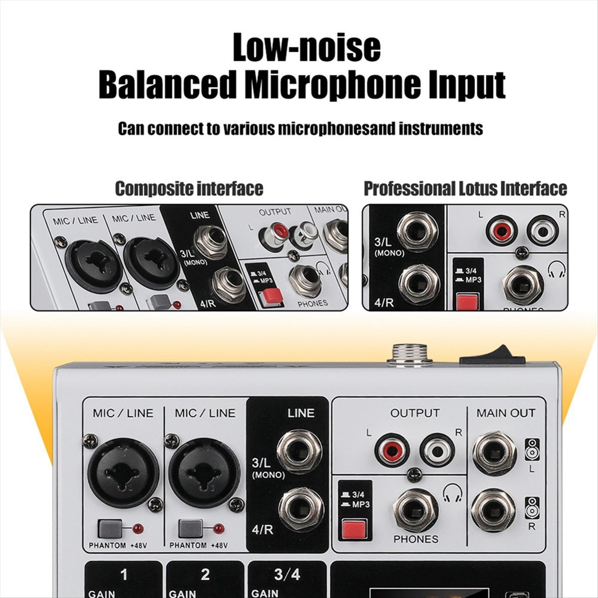 DTC5 4 Channels Audio Mixer Po - огляд і ціна Karaoke Amplifier Mixer Bluetooth