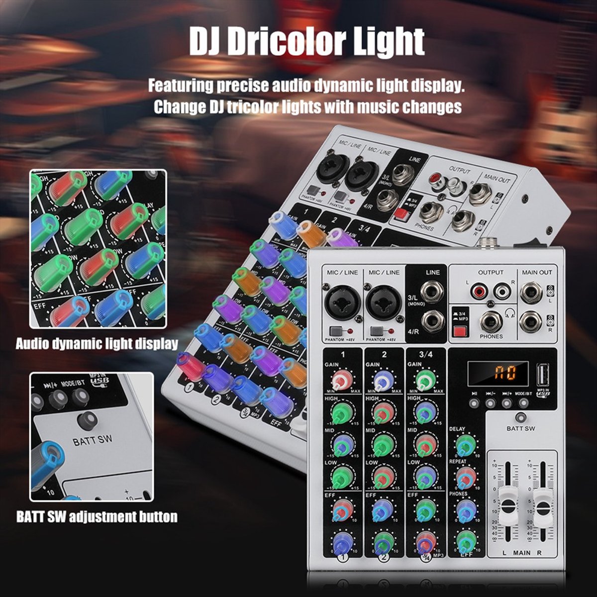 DTC5 4 Channels Audio Mixer Po - огляд і ціна Karaoke Amplifier Mixer Bluetooth