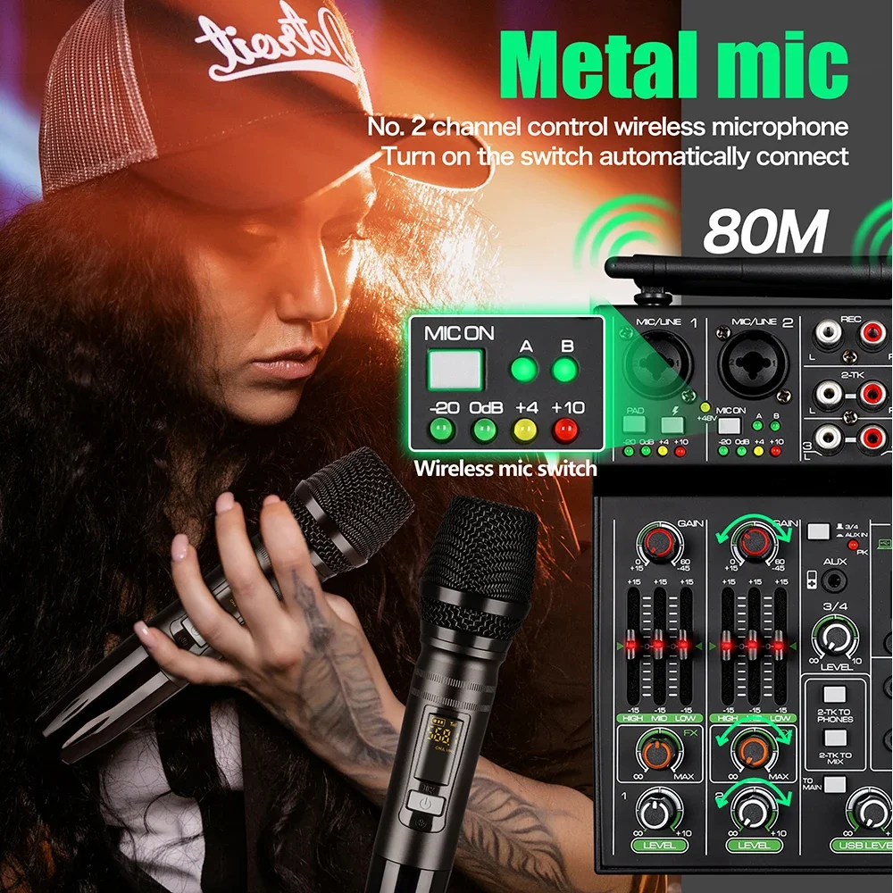 DGNOG 4 Channel Audio Mixer US - огляд і ціна Karaoke Amplifier Mixer Bluetooth