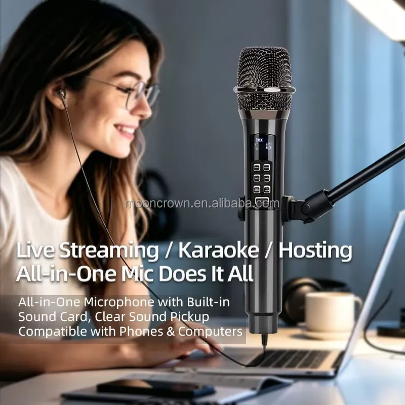 BOLRZO Sound card wireless dyn - огляд і ціна Bluetooth Karaoke Microphone Handheld