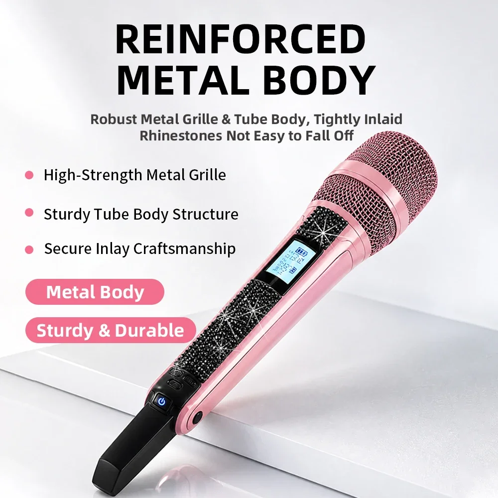 Pink UHF Wireless Microphone R - огляд і ціна Rechargeable Wireless Mic Lithium Battery
